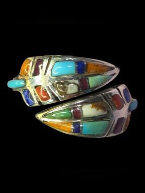 Sterling Silver Multicolor Inlay Feather Wrap Ring Size